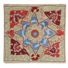 100% Silk Embroidered Pillow Cover. Handmade Cushion Cover. Contemporary Accent Throw Pillow