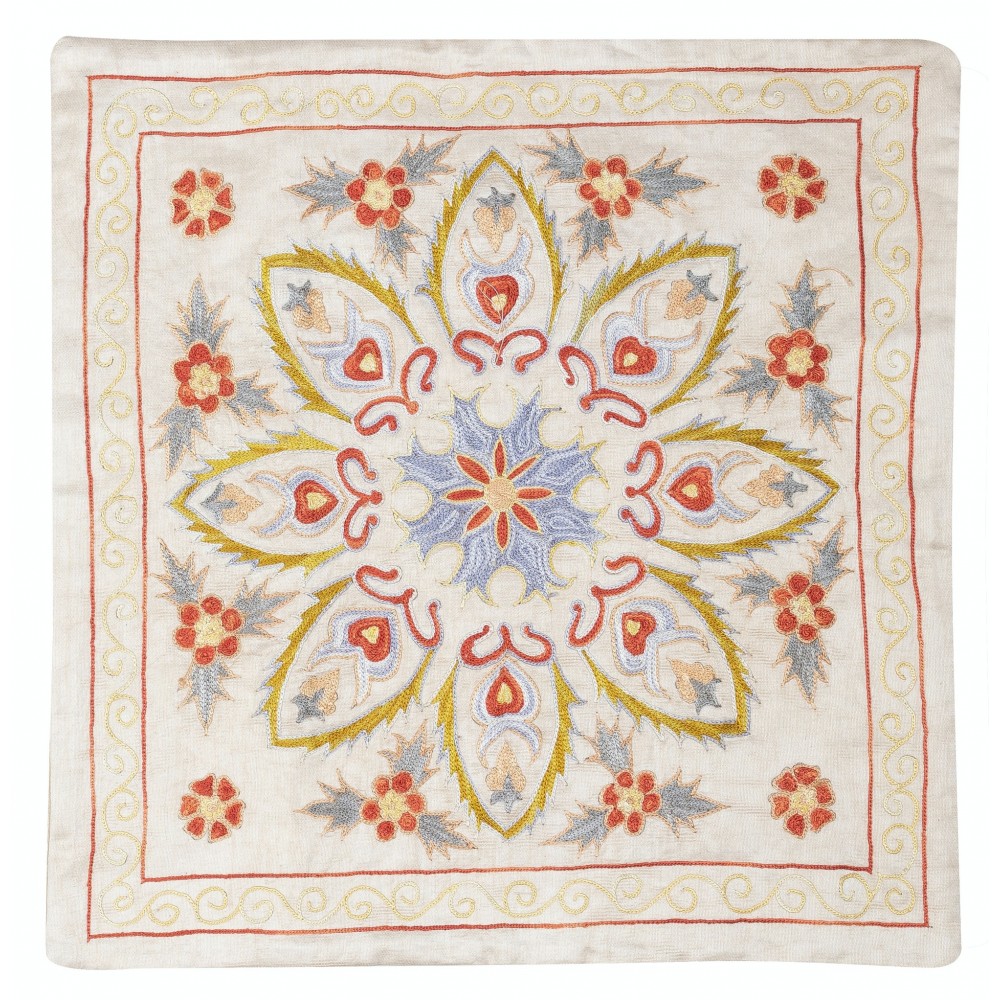 100% Silk Embroidered Cushion Cover. New Toss Pillow. Modern Lace Pillow. Handmade Throw Pillow
