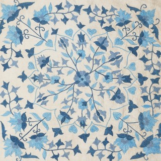 100% Silk Cushion Cover. Blue Lace Pillow. Embroidered Toss Pillow