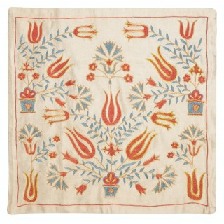 Embroidered 100% Silk Cushion. Luxury Pillow Cover. Handmade Toss Pillow