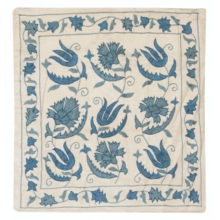 100% Silk Cushion Cover. Hand-Embroidered Pillowcase. Luxury Lace Pillow