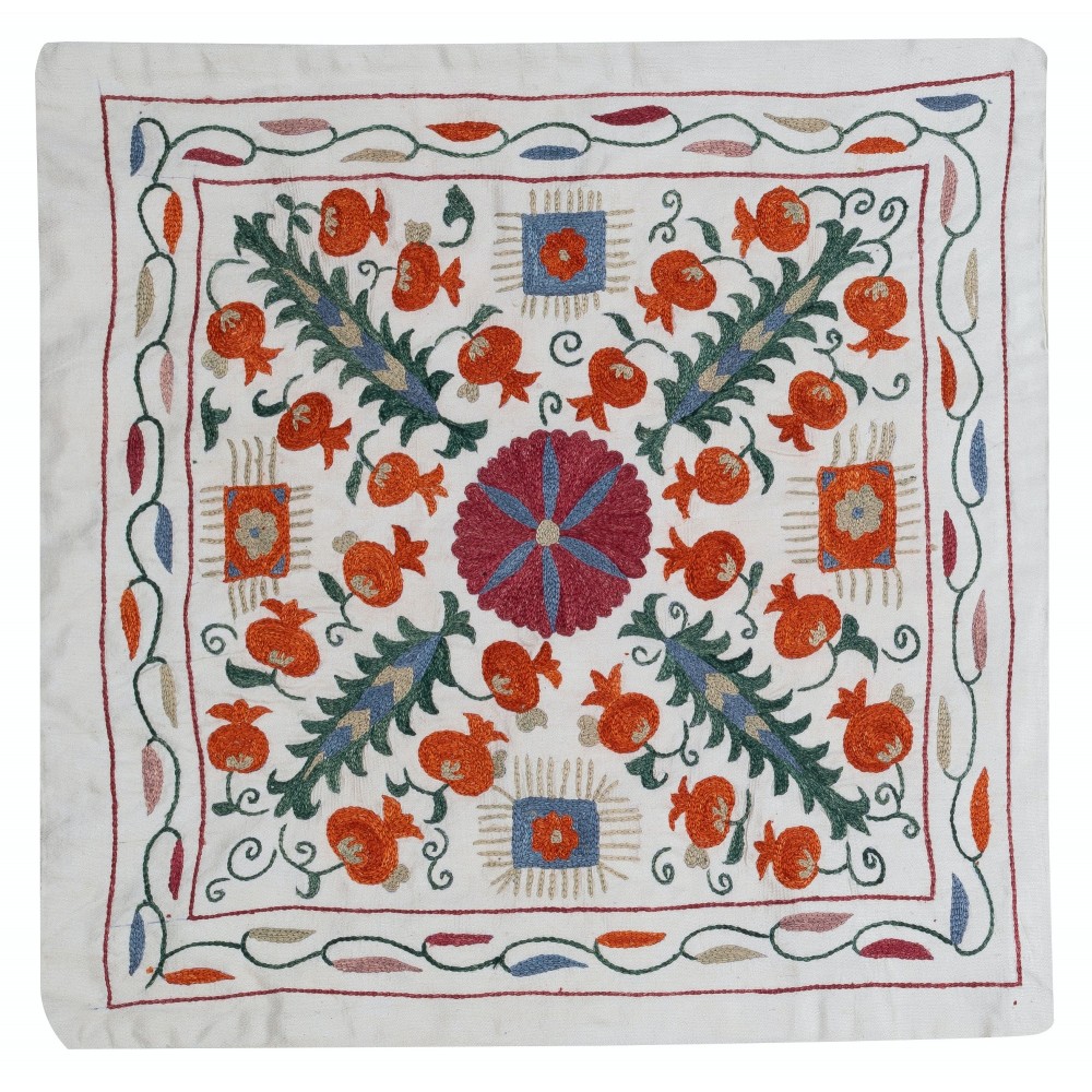 Silk Hand Embroidery Cushion Cover. Handmade Pillow. Modern Lace Pillow