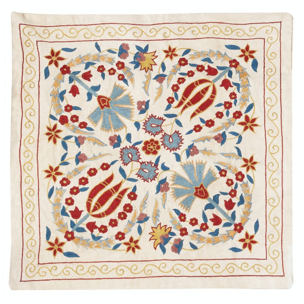100% Silk Embroidered Cushion Cover. New Toss Pillow. Modern Lace Pillow. Handmade Pillowcase