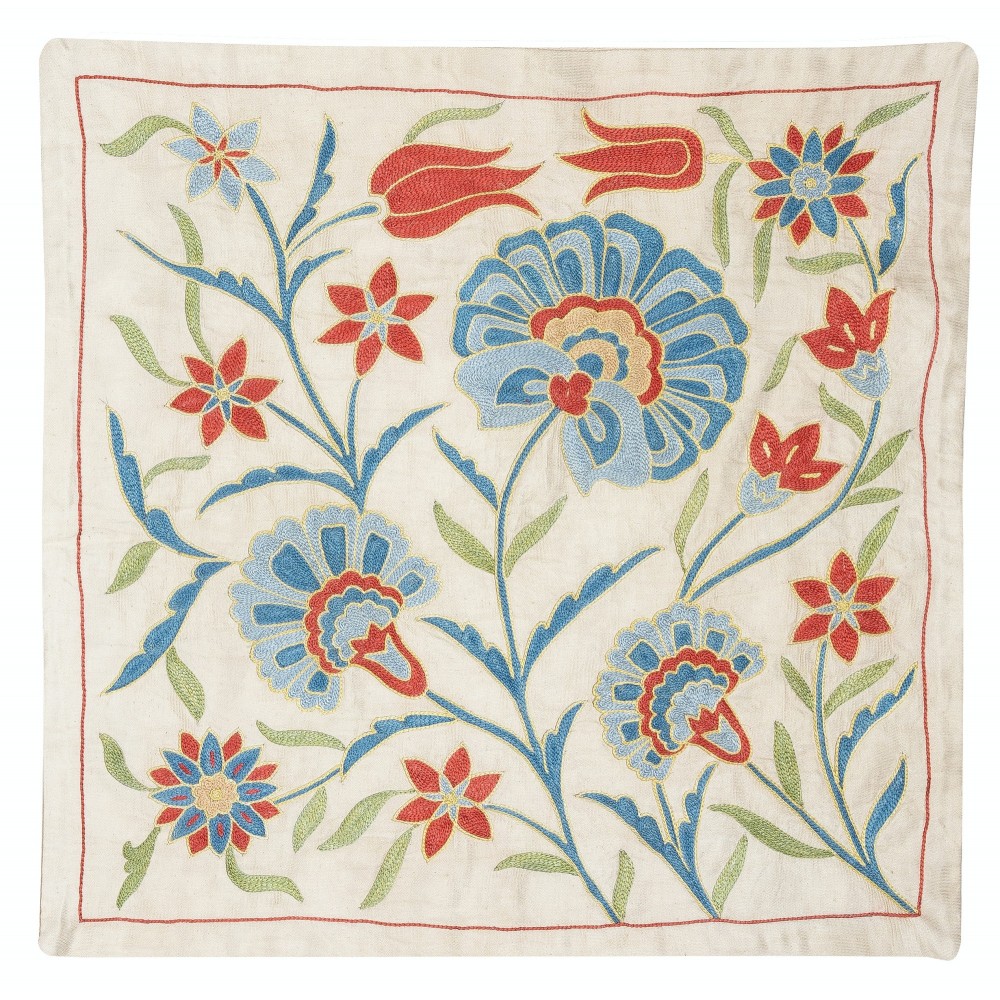 100% Silk Cushion Cover. Hand-Embroidered Pillowcase. Modern Sham. New Lace Pillow