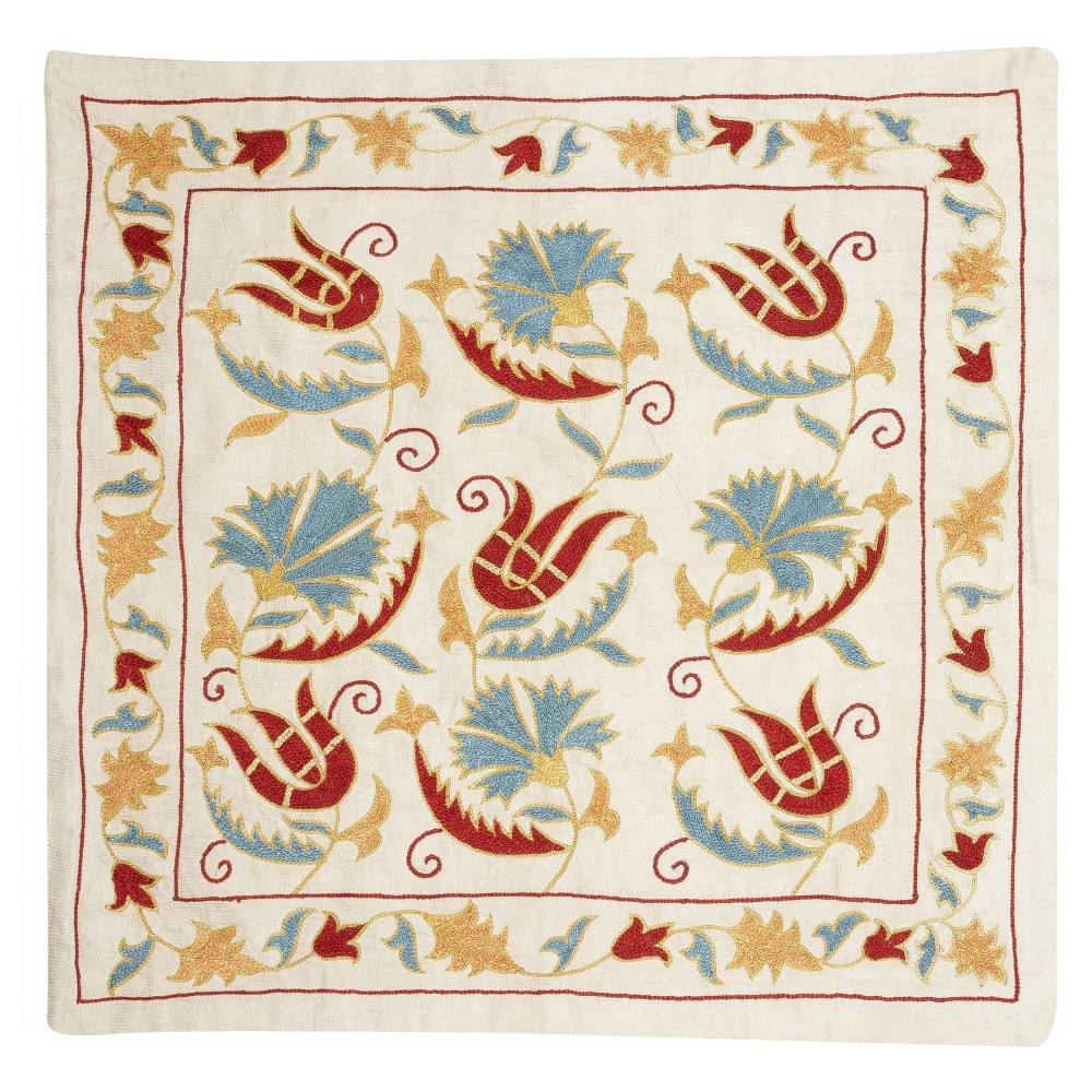 Embroidered Pillow Cover. Boho & Chic Home Decor. 100% Silk Cushion Cover