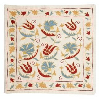 Embroidered Pillow Cover. Boho & Chic Home Decor. 100% Silk Cushion Cover