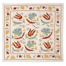 Embroidered 100% Silk Cushion. Luxury Pillow Cover. Handmade Toss Pillow