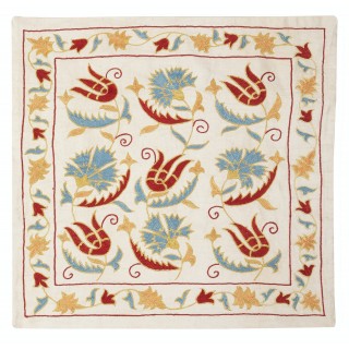 Embroidered 100% Silk Cushion. Luxury Pillow Cover. Handmade Toss Pillow