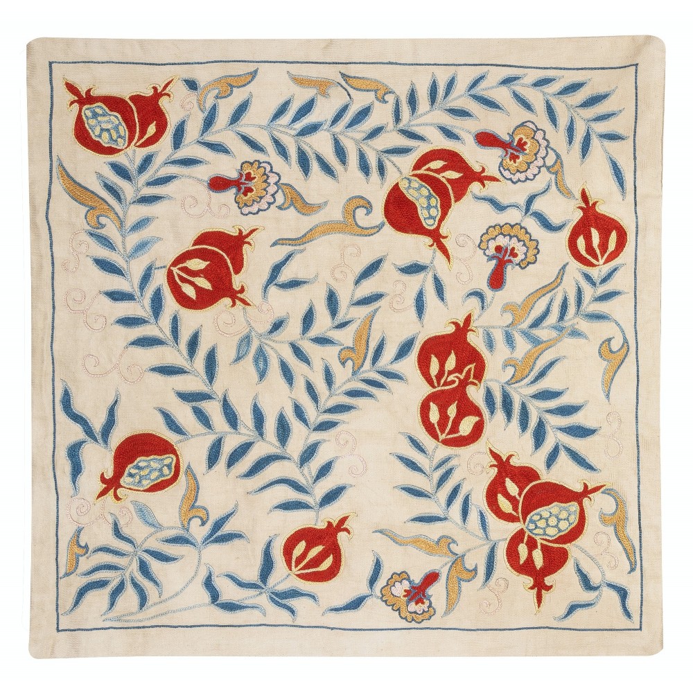Modern Cushion Cover Made of Silk. Embroidered Pillow. Uzbek Throw Pillow