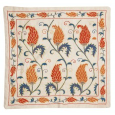 100% Silk Cushion Cover. Hand-Embroidered Pillowcase. Luxury Lace Pillow
