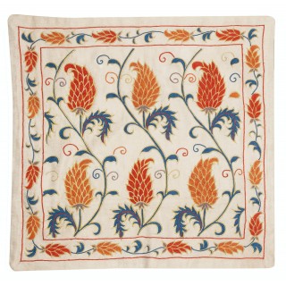 100% Silk Cushion Cover. Hand-Embroidered Pillowcase. Luxury Lace Pillow