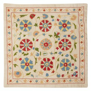 100% Silk Embroidered Pillow Cover. Floral Design Cushion Cover. Contemporary Accent Throw Pillow