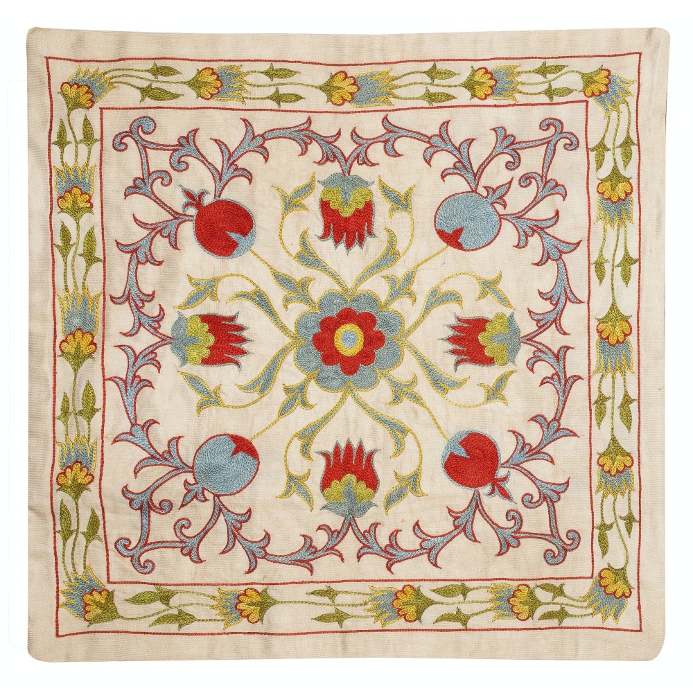 Embroidered Pillow Cover. Boho & Chic Home Decor. 100% Silk Cushion Cover