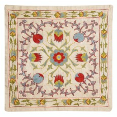 Embroidered Pillow Cover. Boho & Chic Home Decor. 100% Silk Cushion Cover