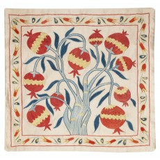 100% Silk Embroidered Cushion Cover. Pomegranate Tree Design Lace Pillow. Handmade Pillowcase