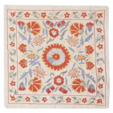 Embroidered 100% Silk Cushion Cover. Contemporary Lace Pillow. Floral Pattern Toss Pillow