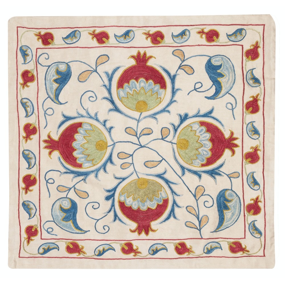 Modern Cushion Cover Made of Silk. Embroidered Pillow. Uzbek Throw Pillow