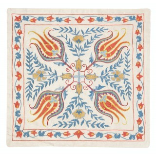 Contemporary Throw Pillow. 100% Silk Cushion Cover. Hand Embroidery Pillowcase