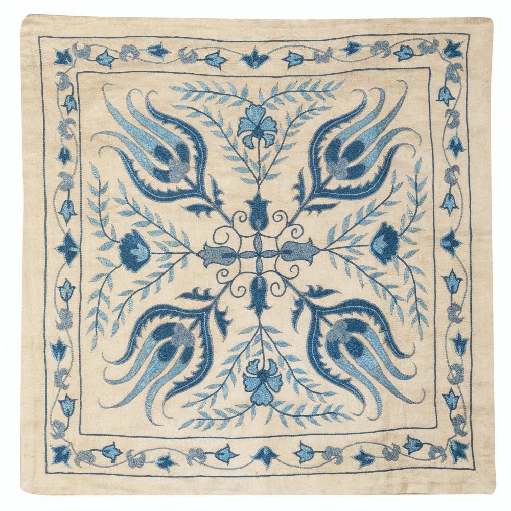 Embroidered Pillow Cover. Boho & Chic Home Decor. 100% Silk Cushion Cover