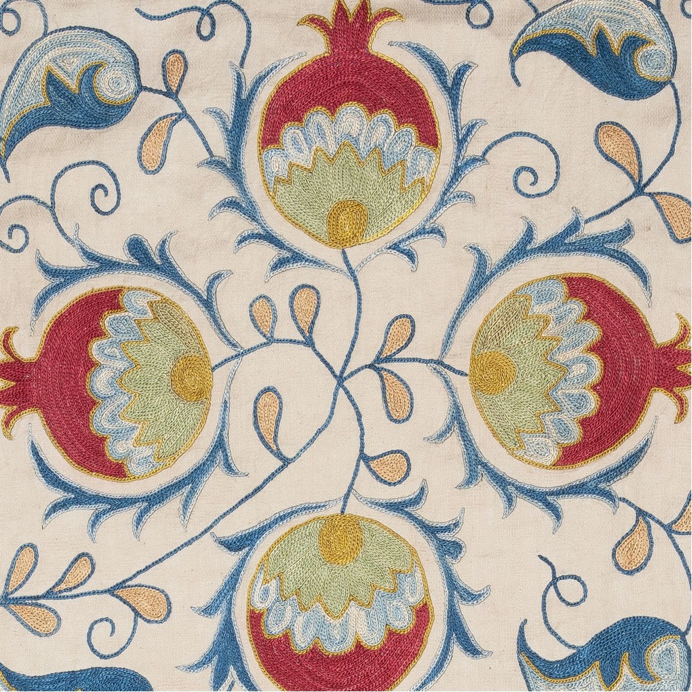Modern 100% Silk Embroidered Pillow Cover. Pomegranate Design Cushion Cover. New Accent Throw Pillow