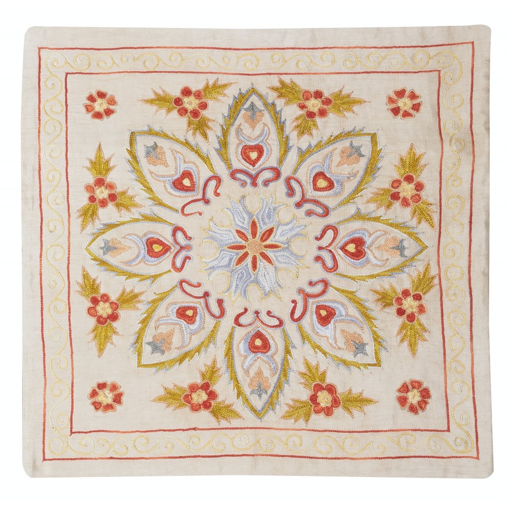 Hand Embroidered 100% Silk Cushion Cover. Modern Lace Pillow. New Toss Pillow