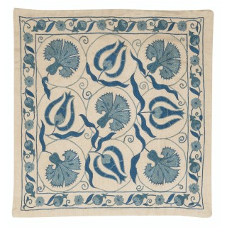 100% Silk Embroidered Pillow Cover. Handmade Cushion Cover. Contemporary Accent Throw Pillow