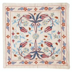 Embroidered 100% Silk Cushion. Luxury Pillow Cover. Handmade Toss Pillow