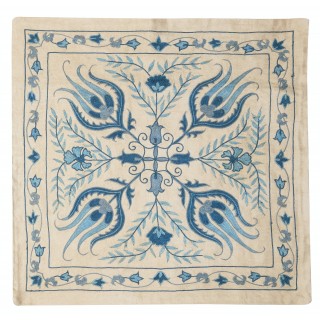 Embroidered 100% Silk Cushion. Luxury Pillow Cover. Handmade Toss Pillow