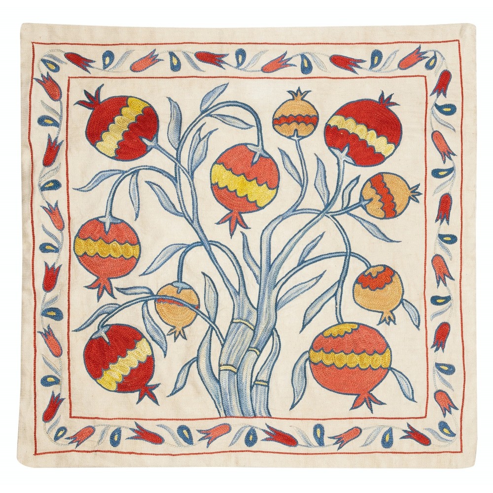 Embroidered 100% Silk Cushion Cover. Elegant Home Decor. Handmade Pillowcase