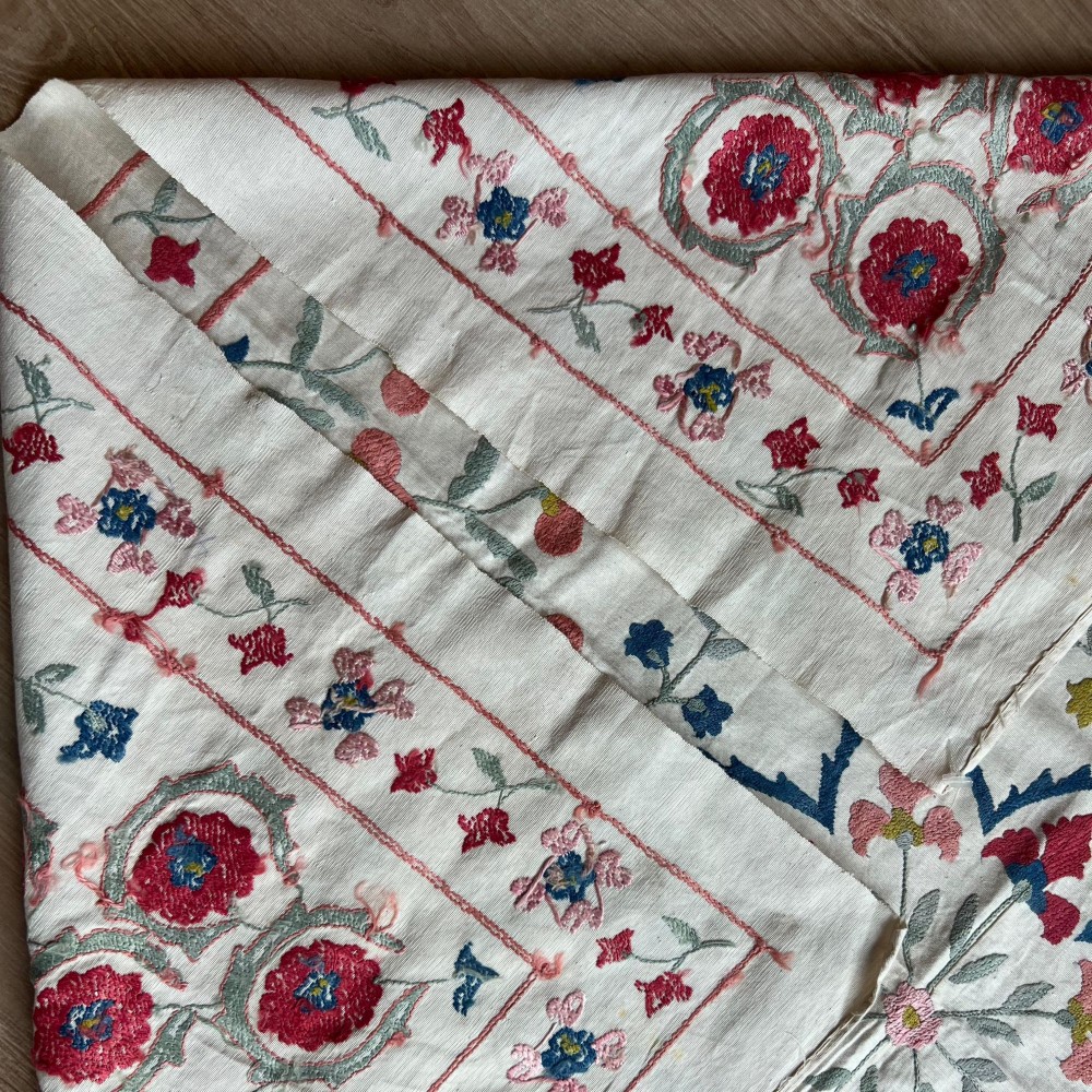 Embroidered Wall Hanging. Cotton Tablecloth. Handmade Sofa Spread. Modern Throw
