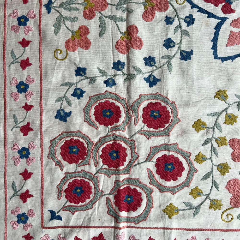 Embroidered Wall Hanging. Cotton Tablecloth. Handmade Sofa Spread. Modern Throw