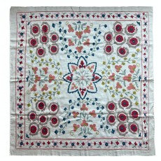 Embroidered Wall Hanging. Cotton Tablecloth. Handmade Sofa Spread. Modern Throw