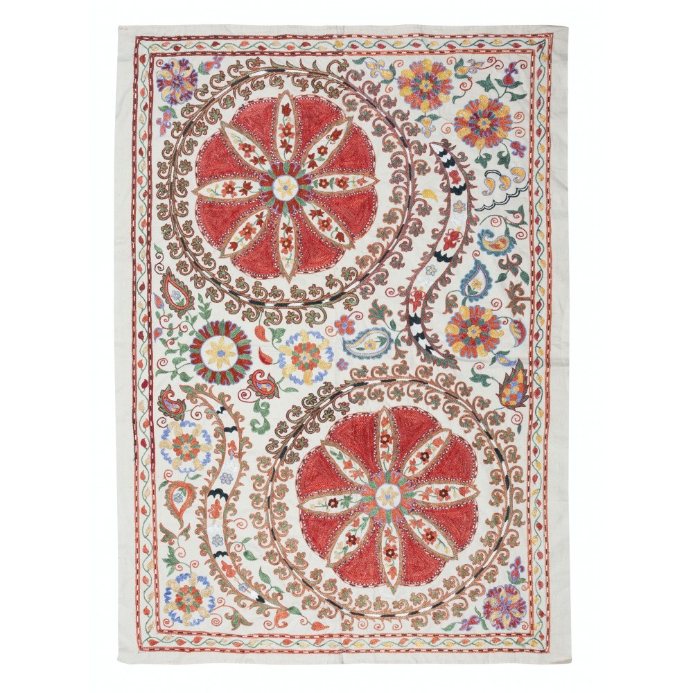 Needlework Wall Art. Embroidered Silk Wall Hanging. Modern Tablecloth. New Bed Cover