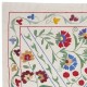Modern Embroidered Wall Hanging, Flower Design Silk and Cotton Bed Cover