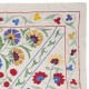 Modern Embroidered Wall Hanging, Flower Design Silk and Cotton Bed Cover