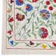 Modern Embroidered Wall Hanging, Flower Design Silk and Cotton Bed Cover