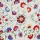 Modern Embroidered Wall Hanging, Flower Design Silk and Cotton Bed Cover