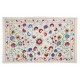 Modern Embroidered Wall Hanging, Flower Design Silk and Cotton Bed Cover