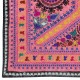 Embroidered Silk & Cotton Wall Hanging. Pink Bed Cover. Modern Tablecloth. Colorful Sofa Throw