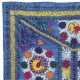 Embroidered Silk & Cotton Wall Hanging. Blue Bed Cover. Modern Tablecloth. Colorful Sofa Throw