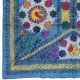 Embroidered Silk & Cotton Wall Hanging. Blue Bed Cover. Modern Tablecloth. Colorful Sofa Throw