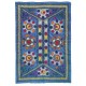 Embroidered Silk & Cotton Wall Hanging. Blue Bed Cover. Modern Tablecloth. Colorful Sofa Throw