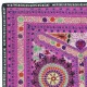Embroidered Silk & Cotton Wall Hanging. Pink Bed Cover. Modern Tablecloth. Colorful Sofa Throw