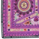 Embroidered Silk & Cotton Wall Hanging. Pink Bed Cover. Modern Tablecloth. Colorful Sofa Throw