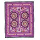 Embroidered Silk & Cotton Wall Hanging. Pink Bed Cover. Modern Tablecloth. Colorful Sofa Throw
