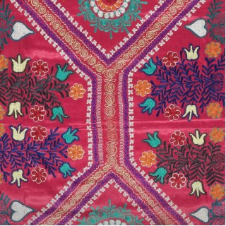 Embroidered Silk & Cotton Wall Hanging. Red Bed Cover. Modern Tablecloth. Colorful Sofa Throw Embroidered Silk & Cotton Wall Hanging. Red Bed Cover. Modern Tablecloth. Colorful Sofa Throw