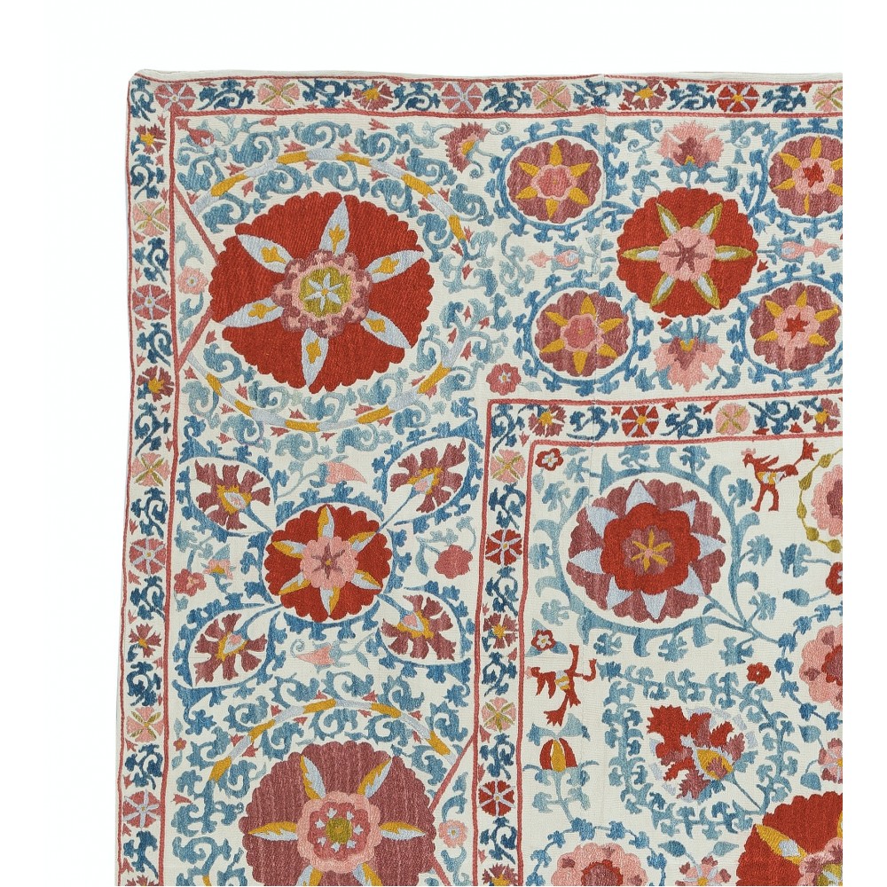 Embroidered Silk Wall Hanging. Modern Table Cover. New Bedspread. Authentic Sofa Throw