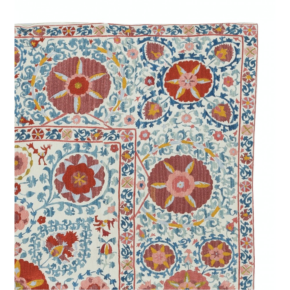 Embroidered Silk Wall Hanging. Modern Table Cover. New Bedspread. Authentic Sofa Throw