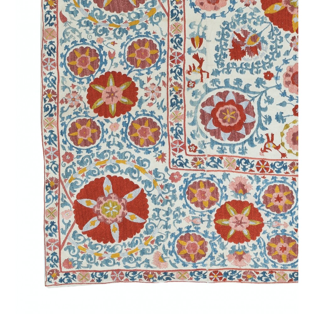 Embroidered Silk Wall Hanging. Modern Table Cover. New Bedspread. Authentic Sofa Throw