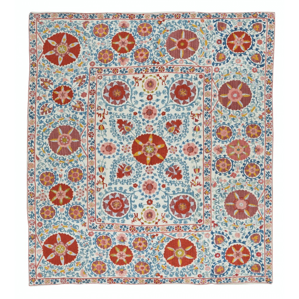 Embroidered Silk Wall Hanging. Modern Table Cover. New Bedspread. Authentic Sofa Throw